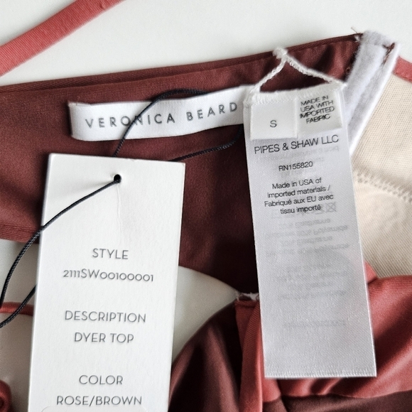 New Veronica Beard Dyer Underwire Colorblock Rose/Brown Bikini Top NWT Small - Picture 9 of 10